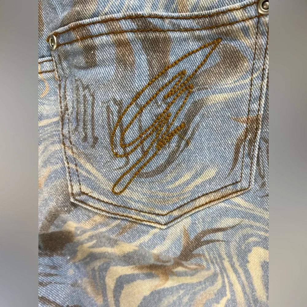 I AM GIA Abstract Print Flare Jeans XL Light‎ Blue Cotton Stretch - Picture 4 of 8